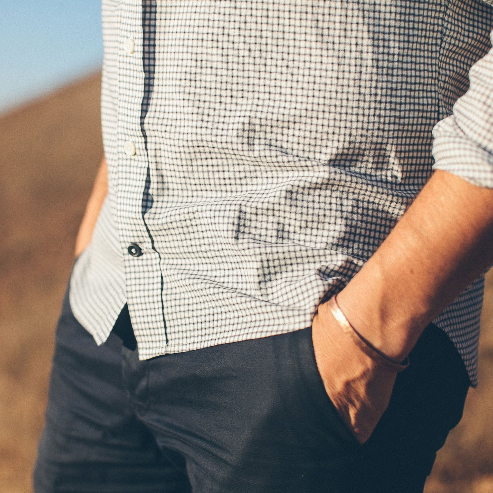Antique Navy Check Club Collar