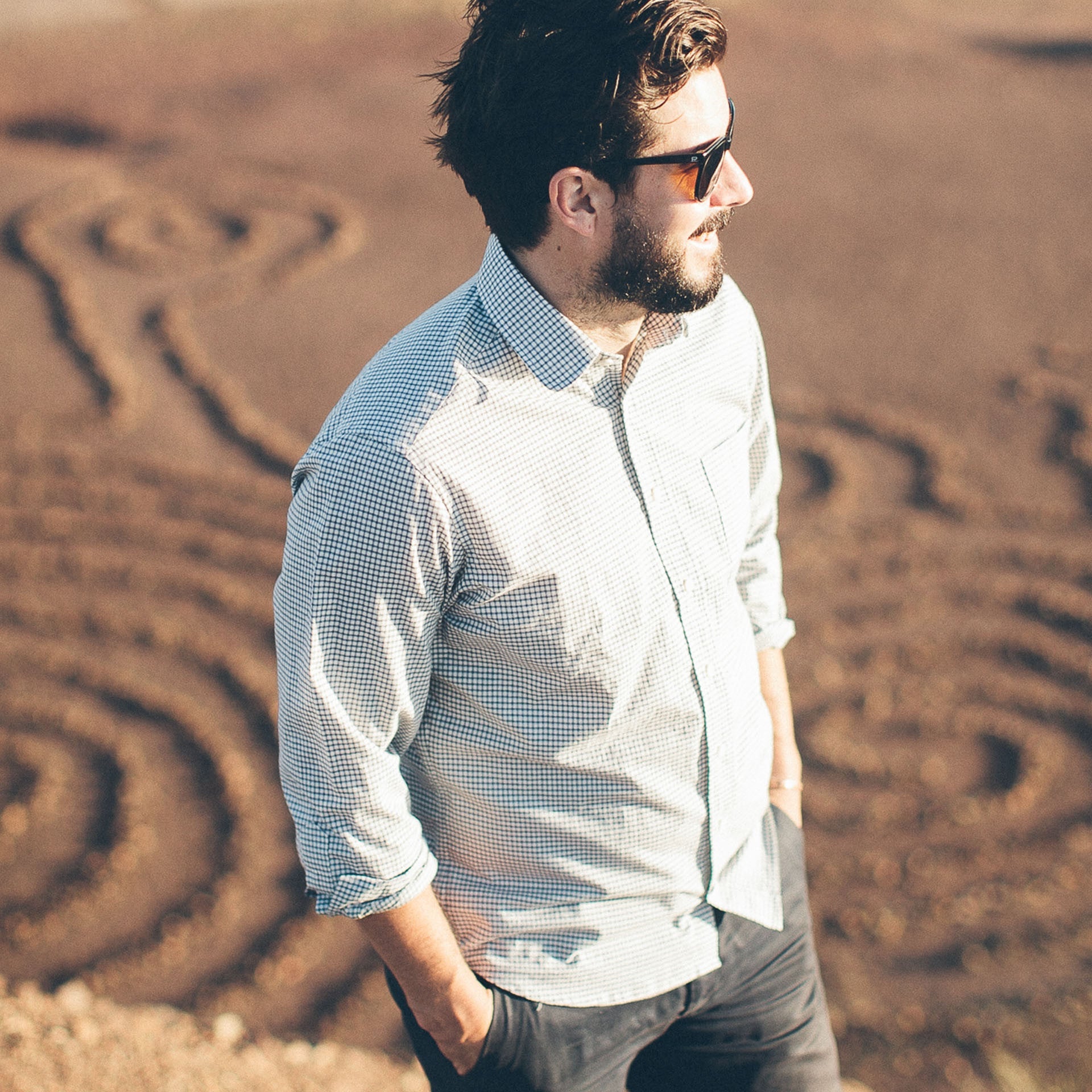 Antique Navy Check Club Collar